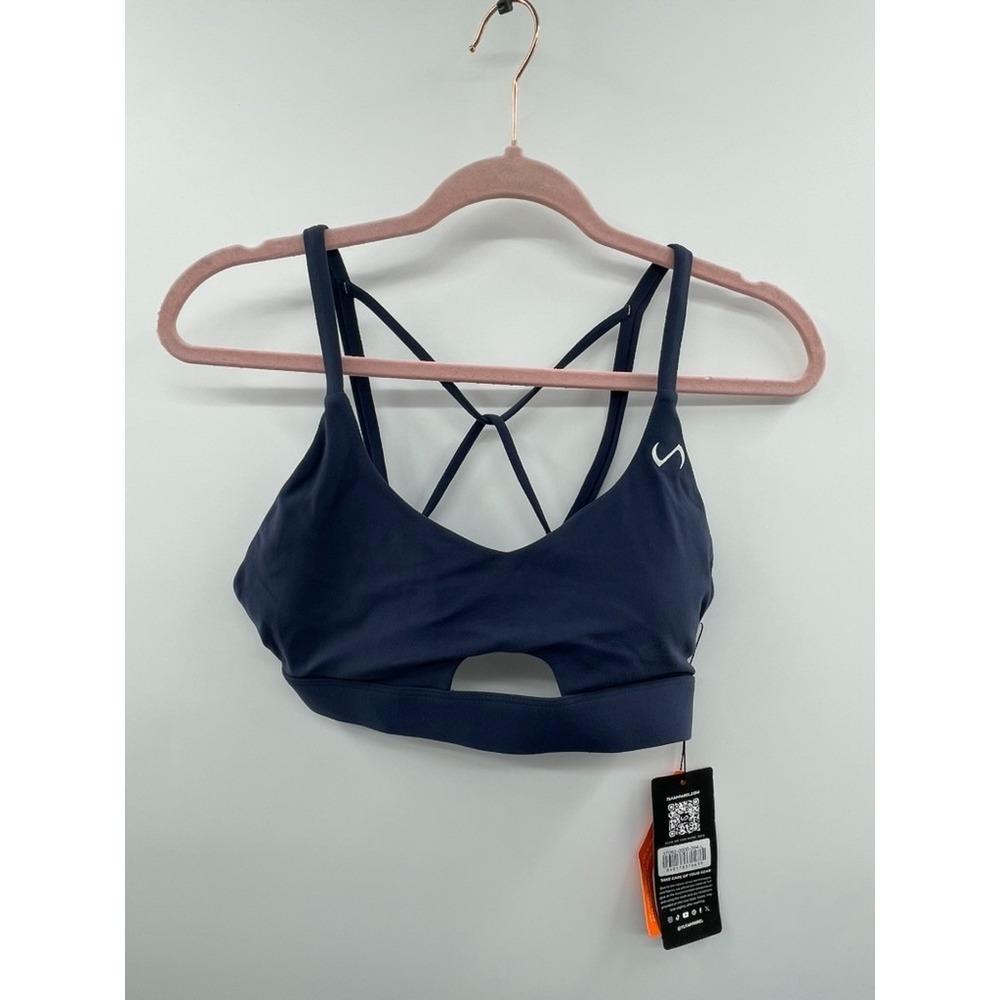 NWT TLF Apparel Cross Over Bralette Bra Women's Large Blue‎ Activewear Sports